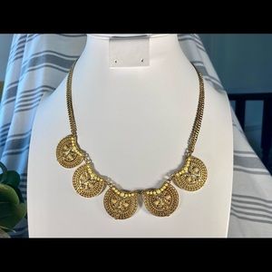 New York & Co Gold Tone Owl Bib Necklace Yellow Accents